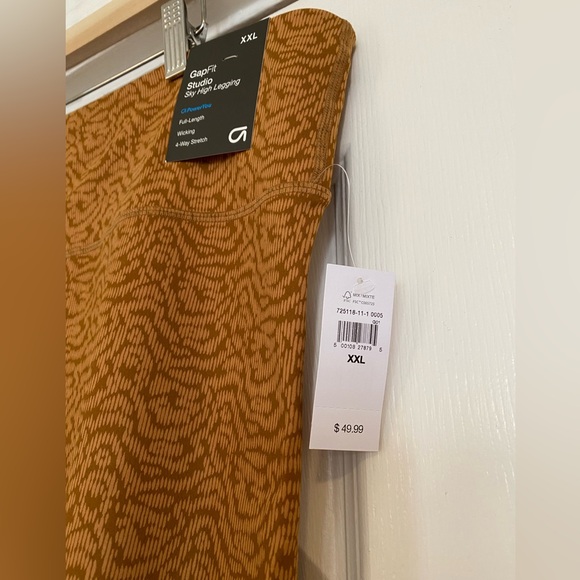 GAP Factory sky high studio full length leggings in orange print, size XXL - Picture 6 of 8